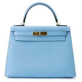 Hermès Hermes Kelly 28 Handbag in Celeste Epsom Leather Light blue