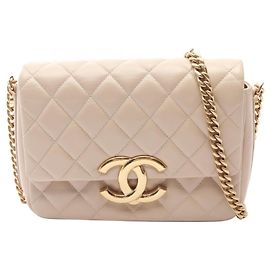 Chanel Matelassé Leather Handbag Beige