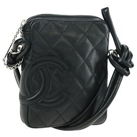 Borsa a tracolla Chanel Cambon in pelle trapuntata Nero