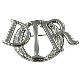 Christian Dior Logo-Brosche aus Silbermetall Silber