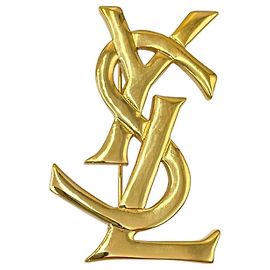 Yves Saint Laurent Logo-Brosche, vergoldet Golden