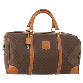 Céline Celine Vintage Duffle en toile et cuir Marron