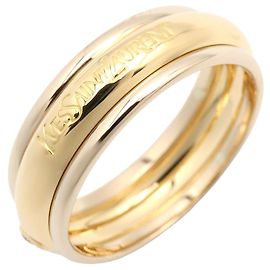 Yves Saint Laurent K18 Gold Diamond Ring Golden Metallic