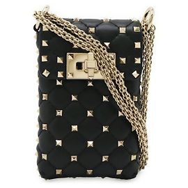 Valentino Garavani Valentino Rockstud Leather 2WAY Phone Holder Bag Black