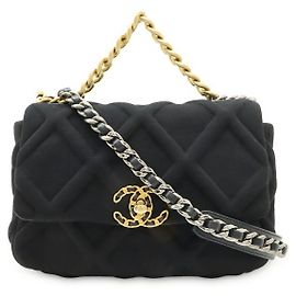 Chanel 19 Matelassé Chain Bag Cotton Jersey Noir