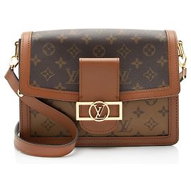 Borsa a Spalla Louis Vuitton Reverse Monogram Dauphine MM Marrone