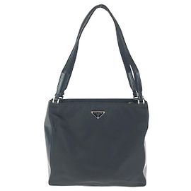 Borsa Tote Prada Tessuto Nylon e Pelle Nero