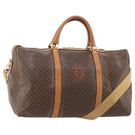 Céline Celine Vintage Duffle em lona e couro Marrom