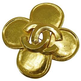 Spilla Chanel Vintage Gold Clover D'oro