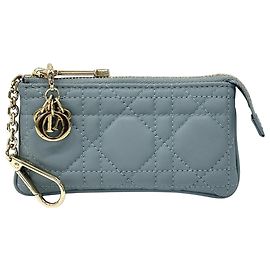Monedero de piel azul Christian Dior Azul