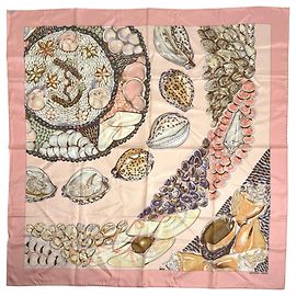Hermès Hermes Carré 90 Rocaille Seashell Schal Pink Mehrfarben