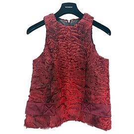 Alexander Wang Chaleco de piel de cordero Astrakhan rojo Burdeos