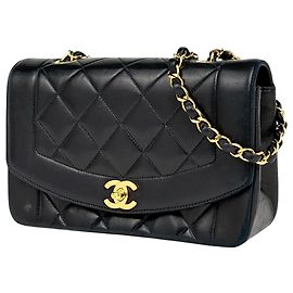 Borsa a Spalla Chanel Diana Matelassé Single Flap Chain Nero