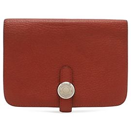 Hermès HERMES Dogon Compact Wallet/Coin Purse Brown Red
