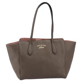 Gucci Swing Leder Tote Bag Medium Braun