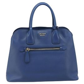 Tote Prada Cuir Promenade Front Zip em couro Medium Azul