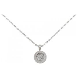 Bulgari Collier pendentif en or blanc 18K et diamant Bvlgari Doré