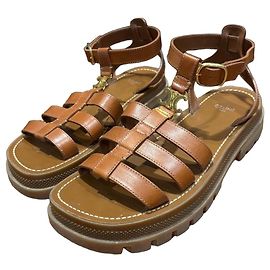 Céline Celine Sandali Gladiator Triomphe Pelle Marrone Marrone