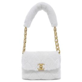 Bolso de hombro Chanel AS2240 de piel de cordero blanco Blanco