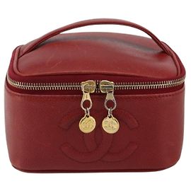 Chanel Vintage Timeless Cosmetic Case Caviar Small Rot
