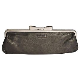 Sonia by Sonia Rykiel Pochette Kisslock Cuir Noir Plissé Noir