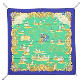 Hermès Hermes VOILES DE LUMIERE Sciarpa Carré Blu Verde