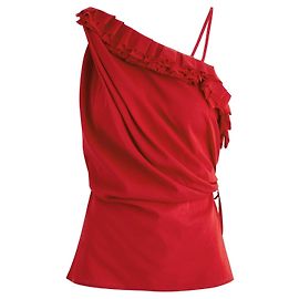 Dries Van Noten Ciska Stretch Silk Chiffon Wrap Top Red