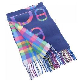 Hermès Stola in cashmere Hermes Tartan Maillon Rosa Blu navy
