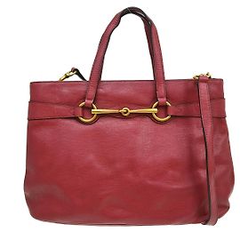 Gucci Bright Bit Convertible Tote Leder Medium Rot