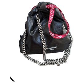 Balenciaga Crush Bolsa Tote em couro preto Preto