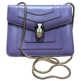 Bulgari Bolsa de Ombro Serpenti Forever em couro roxo Roxo