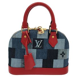 Louis Vuitton Denim Monogram Alma BB Handbag Red