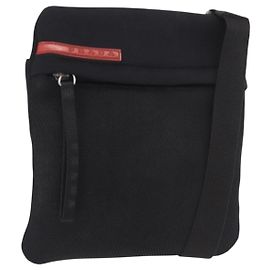 Borsa a tracolla PRADA Sports Line in cotone nero argento Auth ka4861 Nero Argento