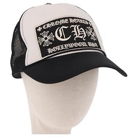 Boné Chrome Hearts Tracker de Algodão Preto Branco Ouro Auth am11970V Preto Branco Dourado