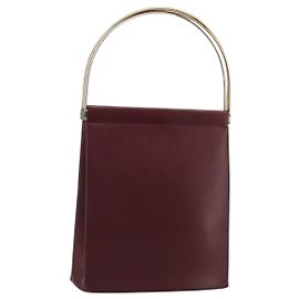 CARTIER Trinity Handtasche Leder Bordeaux Gold Silber Authentisch 187273V Silber Golden Bordeaux