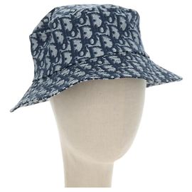 Chapeau Bob Christian Dior Trotter Canvas Blue Auth 185817M 58 Bleu