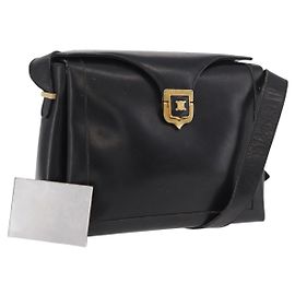 Céline CELINE Shoulder Bag Leather Black Gold Auth 187456 Black Golden