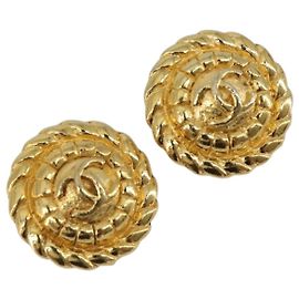 Boucles d'oreilles CHANEL Métal Doré CC Auth BA13635 Autre
