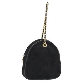 CHANEL Matelasse Chain Hand Bag Suede Black Gold CC Auth BA13591 Noir Doré