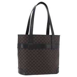 Céline Sac Cabas CELINE Macadam Canvas PVC Cuir Noir Or Auth ka4867A Noir Doré