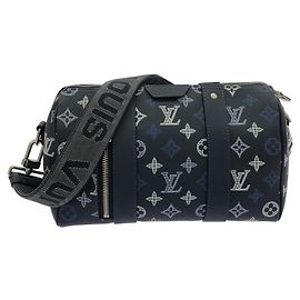 Borsa Louis Vuitton Monogram Shadow City Keepall Boston Blu navy