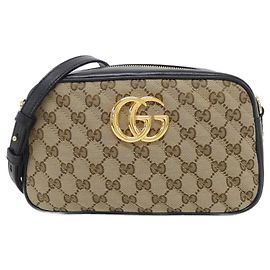 Borsa a Spalla Gucci GG Marmont Nero Beige