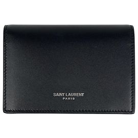 Yves Saint Laurent Black Leather Card Case Black