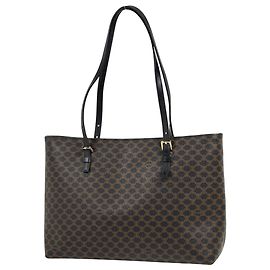 Céline Celine Macadam Pattern Tote Bag Brown Black