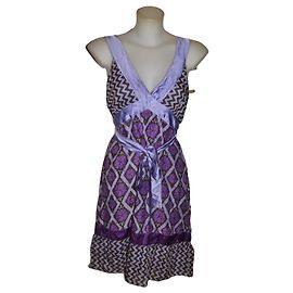 Vestido curto Parosh em seda e algodão Marrom Outro Roxo