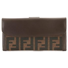 Fendi Zucca Pattern Bi-Fold Long Wallet Brown