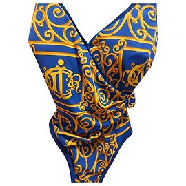Christian Dior Monogram Badeanzug - Blau und Gold Blau Golden