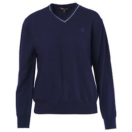 Klassischer V-Ausschnitt Wollpullover mit Roberto Cavalli Logo Blau Andere