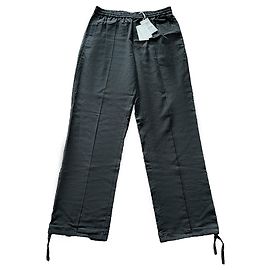 Pantalon large en coton et lin Helmut Lang noir, Taille L Noir