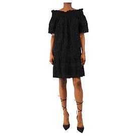 Needle & Thread Mini robe broderie anglaise bleu marine à épaules dénudées - taille UK 8 Bleu Marine